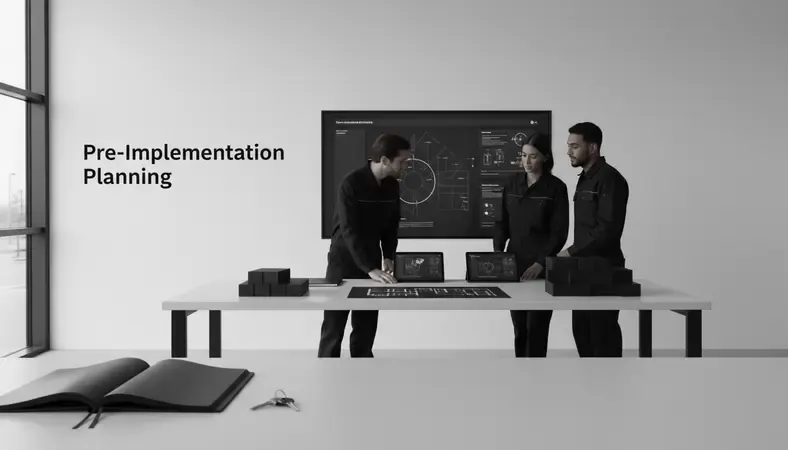 Warehouse team reviewing performance metrics and optimization opportunities on digital displays
