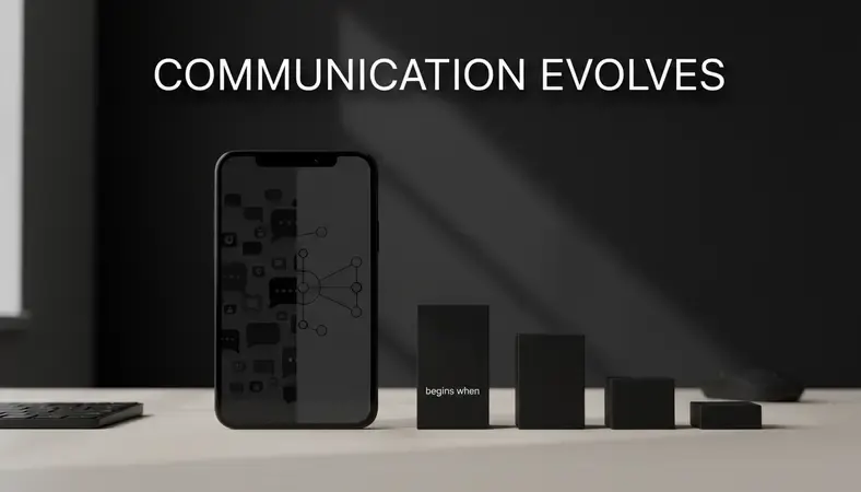 Split screen showing scattered communication channels on left and unified dashboard on right