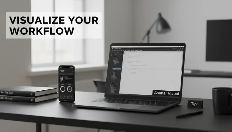 Dashboard showing automated project workflows with colorful status indicators and progress charts