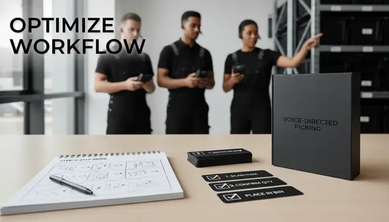 Warehouse workers using mobile devices for inventory management and order picking