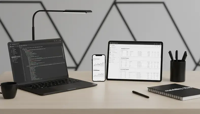 Side-by-side dashboard screenshots showing enterprise vs mid-market program management interfaces