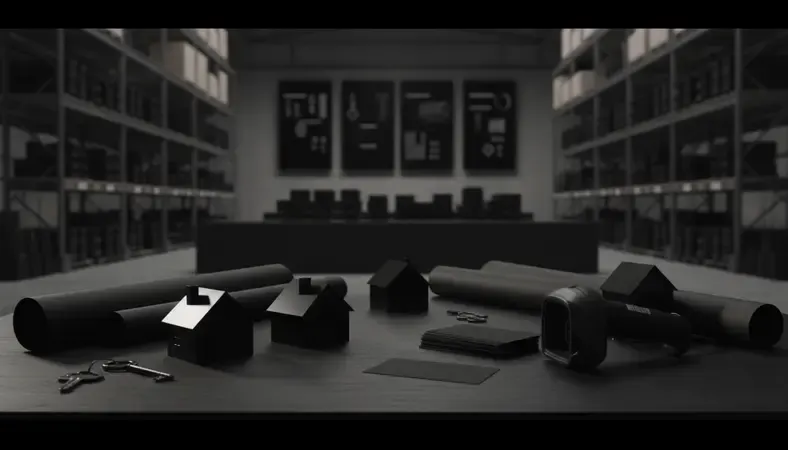 Modern warehouse with digital inventory tracking displays and barcode scanners