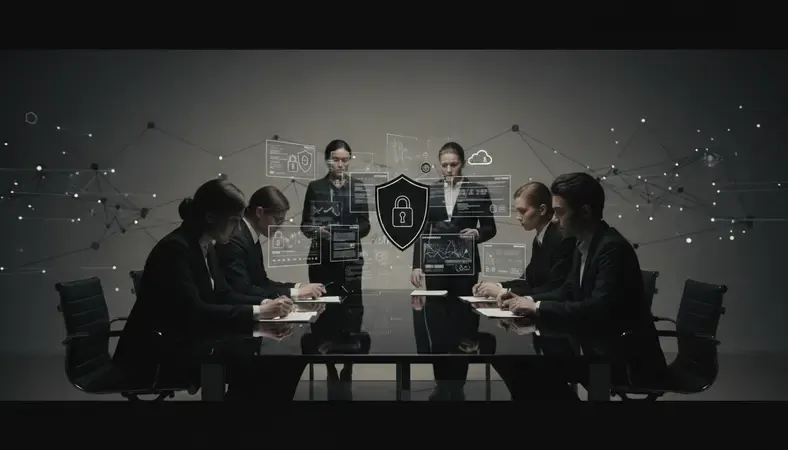 Business professionals reviewing cloud security reports and compliance certifications