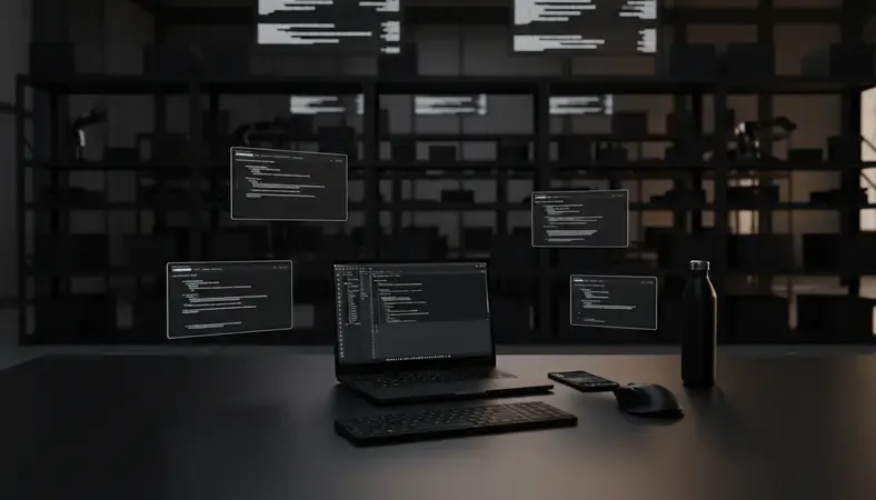 Modern warehouse interior with organized shelving systems and digital tracking displays