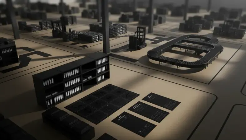 Aerial view of organized warehouse showing different zones and efficient layout design