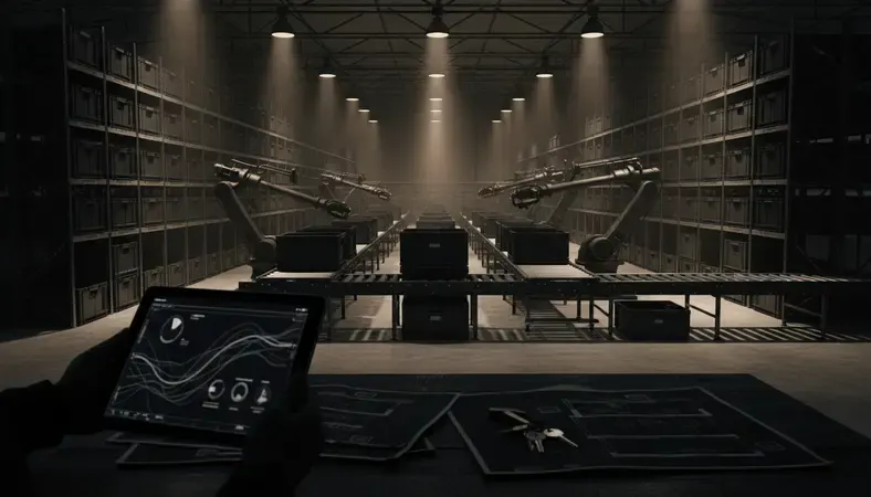 Modern 3PL warehouse facility with organized inventory shelves and automated systems