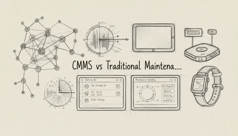 Side-by-side screenshots of different CMMS interfaces showing work order management features