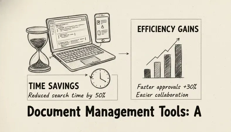 Infographic showing time savings and efficiency gains from implementing a document management system in a small business